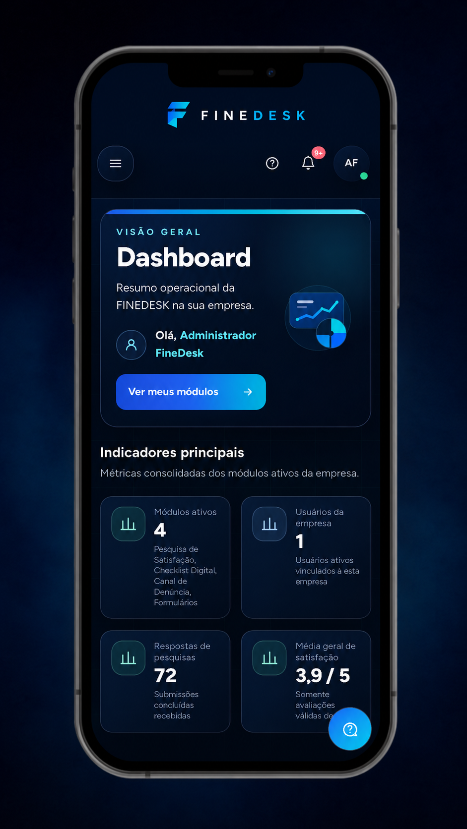 Formulário mobile de pesquisa de satisfação FineDesk